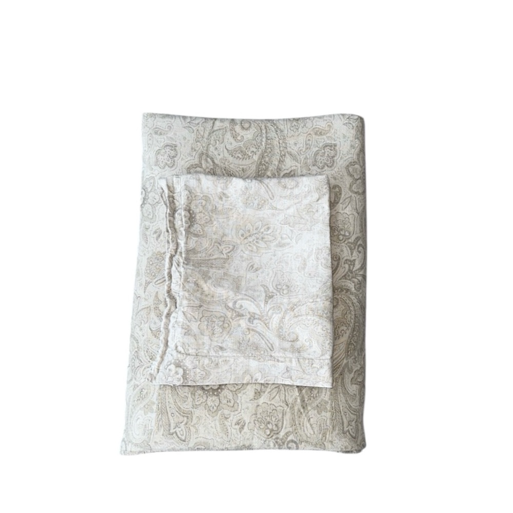 Restoration Hardware Italian Beige Neutral Paisley Duvet Cover & Pillow‎ Shams